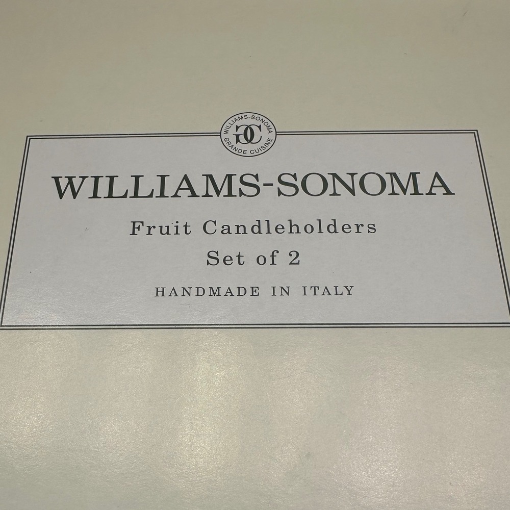 Williams Sonoma Grande Cuisine Fruit Candleholders Set/2 White Ceramic Italy Vtg